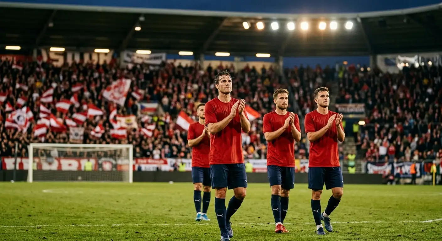 Schweizer Nationalspieler applaudieren nach dem Ausscheiden vor ihren rot-weissen Fans