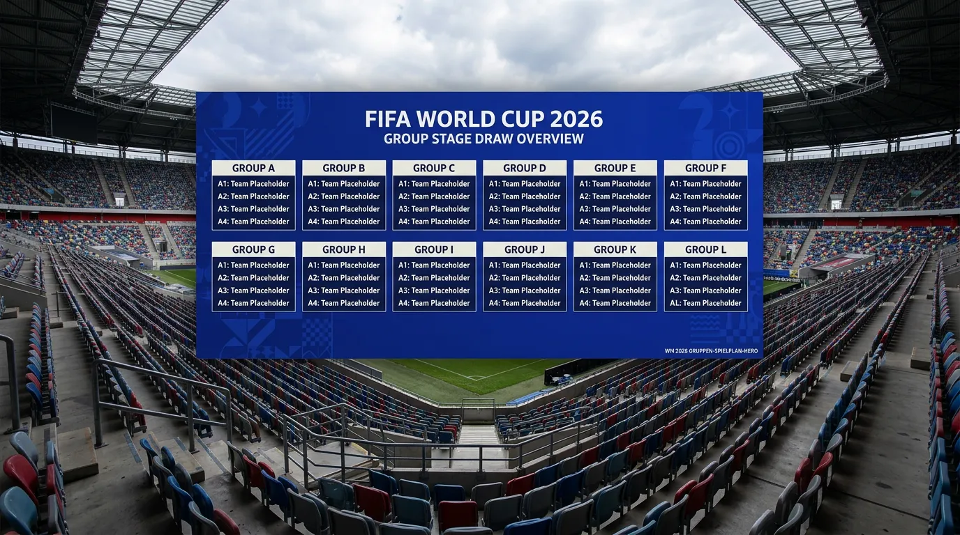 Übersichtstafel mit allen zwölf WM-2026-Gruppen und Spielterminen